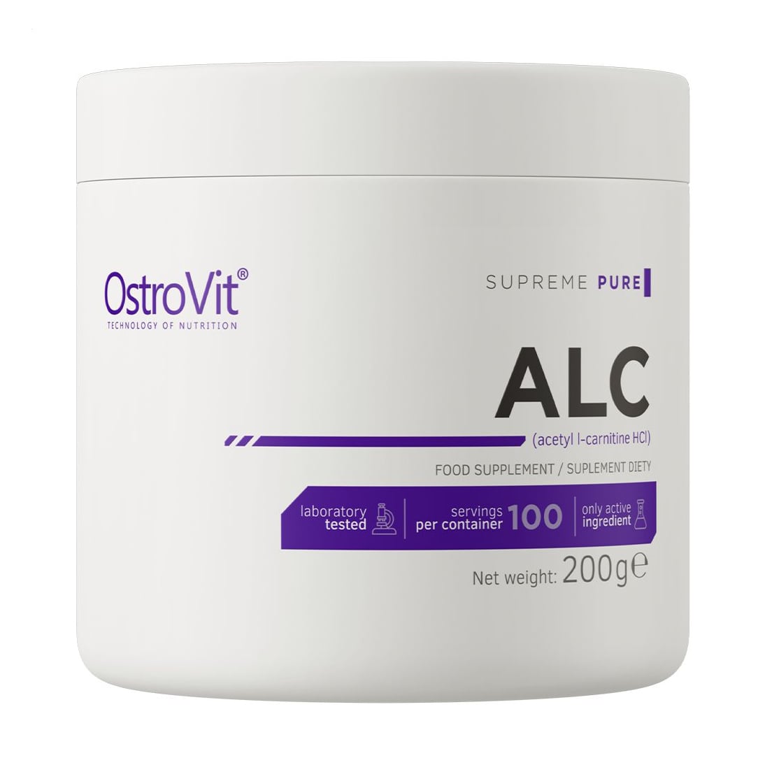 Амінокислота OstroVit Supreme Pure Acetylo L-Karnityna Ацетил L-карнітин, в порошку, 200 г